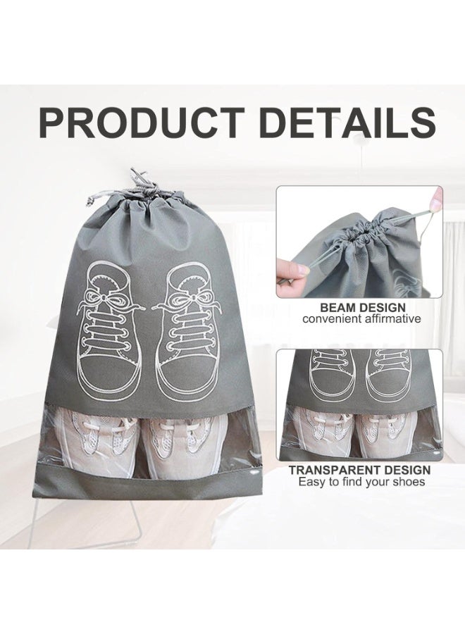 Happy Home Large Shoe Storage Bags Dustproof and Waterproof with Transparent Window and Drawstring Closure, Foldable Portable Shoe Organizer for Travel, Daily Use, Closet Organization, Multi-Purpose for Shoes, Clothes, Cosmetics, Fitness Accessories – Pack of 10 - Image 3